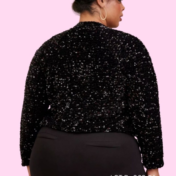 Torrid Sequin Crop Jacket – Black – Size 4 - Picture 3 of 4